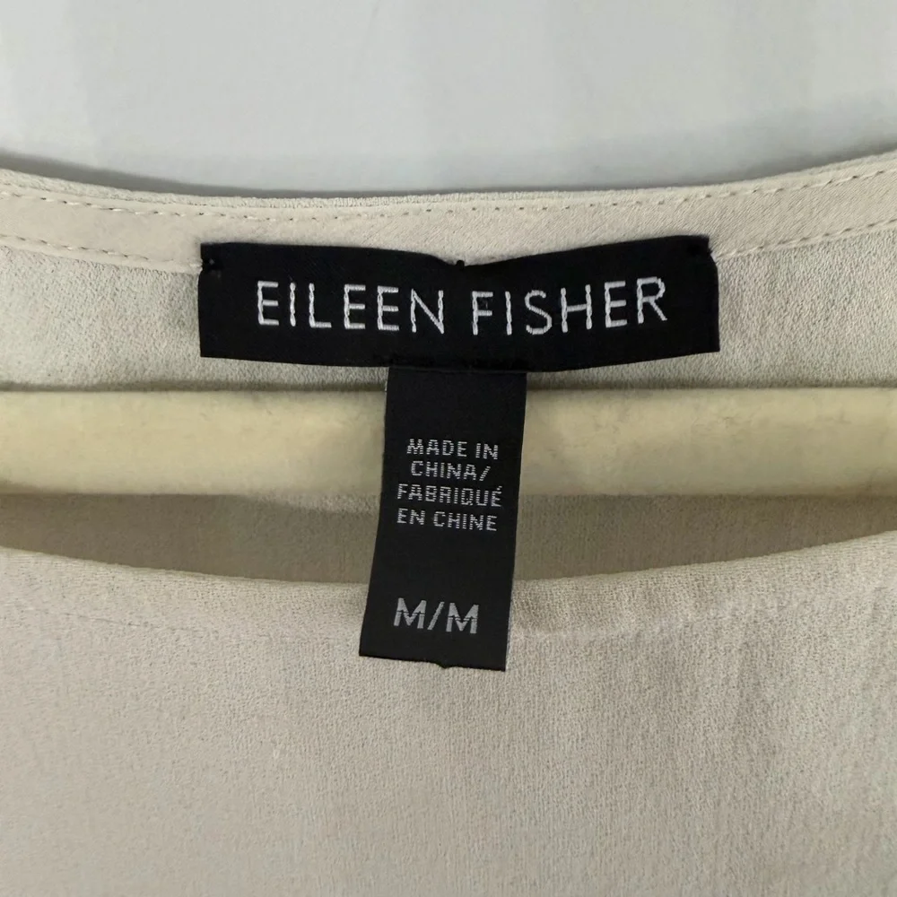 Eileen Fisher Women’s Medium Off-White Cream 100% Silk Sleeveless Hi Lo Blouse - Picture 2 of 6
